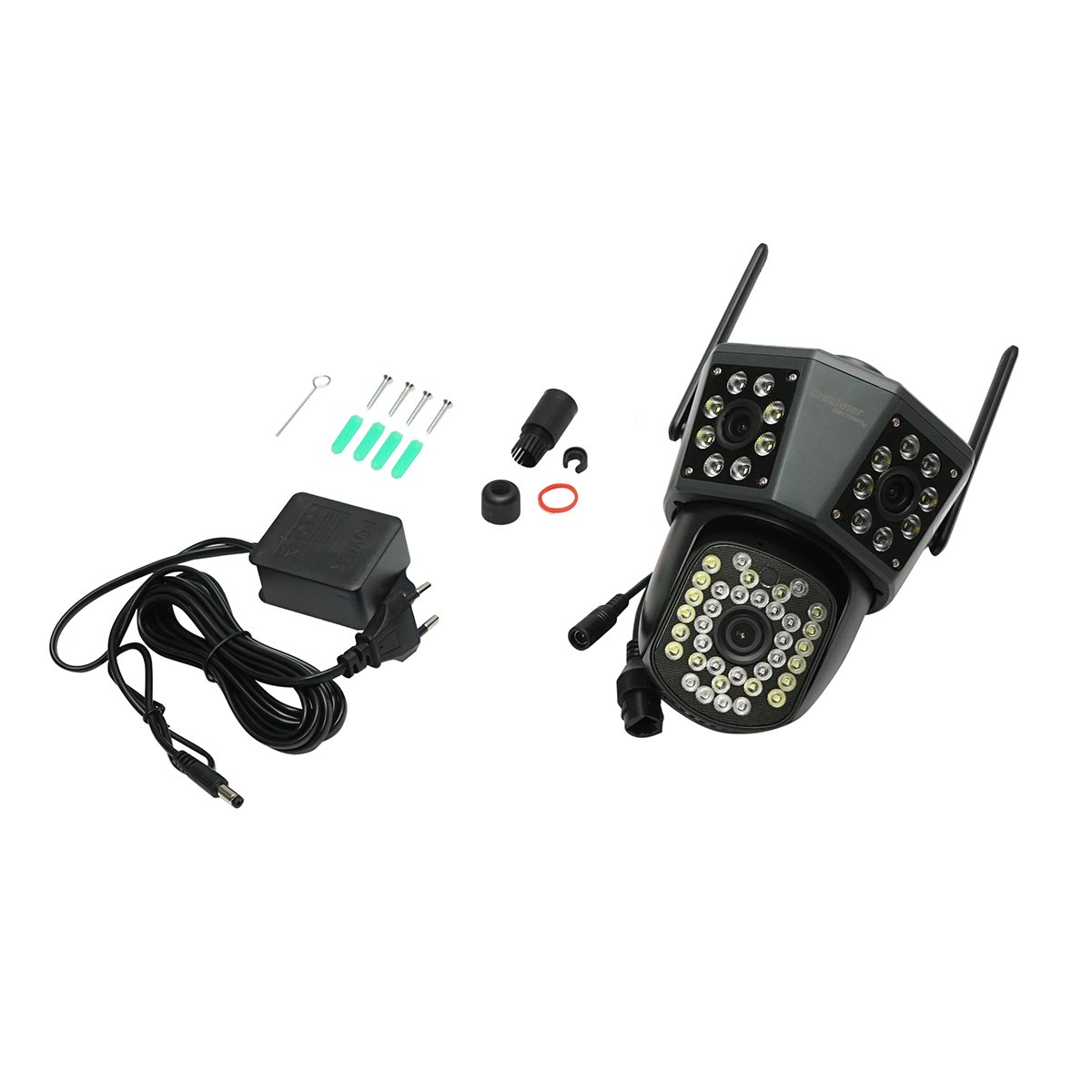 Camera de supraveghere 3 lentile, 3 obiective 6 MP, WIFI 2.4GHz, rotire 360 grade PTZ cu senzor de miscare, alarma, detectie umana si aplicatie IPC360 Home